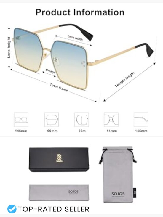 Trendy Square Sunglasses Oversized Designer Style UV Protection Sunnies Shades